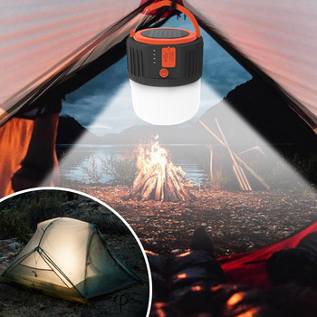 2 опаковки слънчева лампа за къмпинг LED USB акумулаторна лампа за палатка Водоустойчива 5 режима Външен фенер за туризъм къмпинг