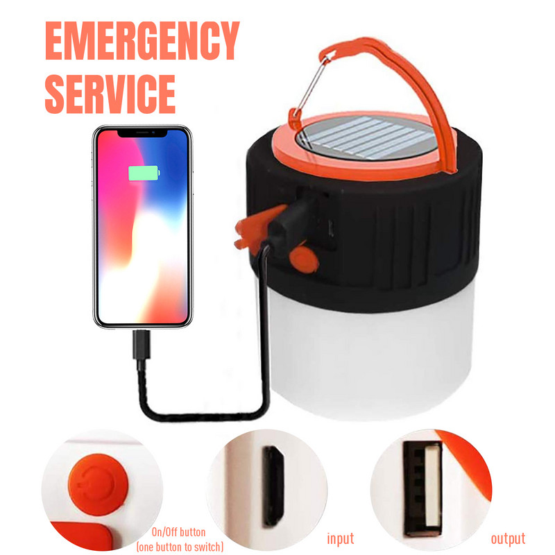 2 pachete de lumină solară de camping LED, reîncărcabilă prin USB, lampă pentru cort, impermeabilă, 5 moduri, lanternă în aer liber pentru drumeții camping