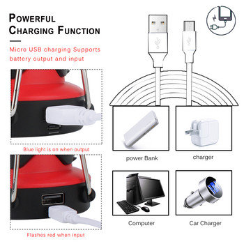 Πολυλειτουργική επαναφορτιζόμενη φορητή λάμπα εργασίας Αδιάβροχη φόρτιση USB Φανάρι Spotlight 6 Λειτουργίες για Φωτισμό Έκτακτης Ανάγκης