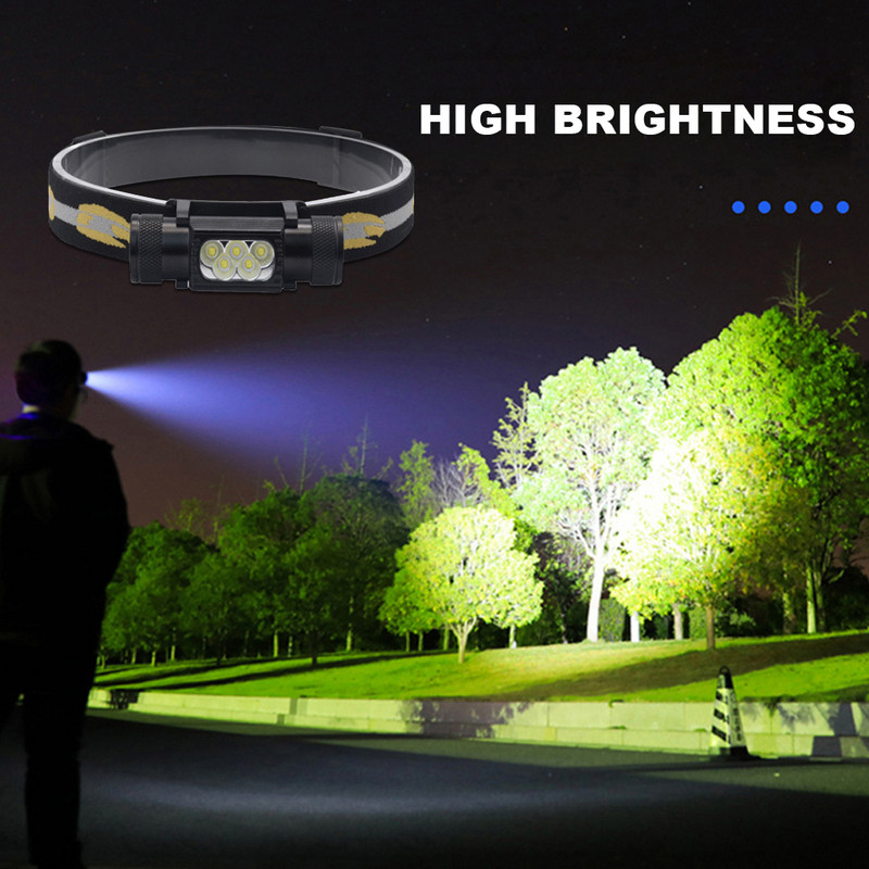 Čelová LED baterka so snímačom pohybu, prenosná odnímateľná, handsfree, cestovná čelová lampa H05B-GCG2, modré svetlo