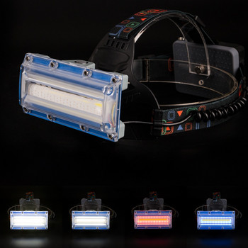 Προβολέας COB LED 3 Λειτουργίες Κόκκινο μπλε φως Φακός κεφαλής Φακός Επαναφορτιζόμενος USB 18650 Προβολέας μπαταρίας για κάμπινγκ ψάρεμα
