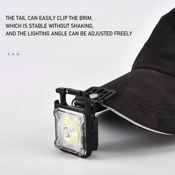 Многофункционална лампа за капачка на фара COB Мини ключодържател Лампа Аварийна работна лампа Къмпинг палатка Фенер 12 режима Магнит