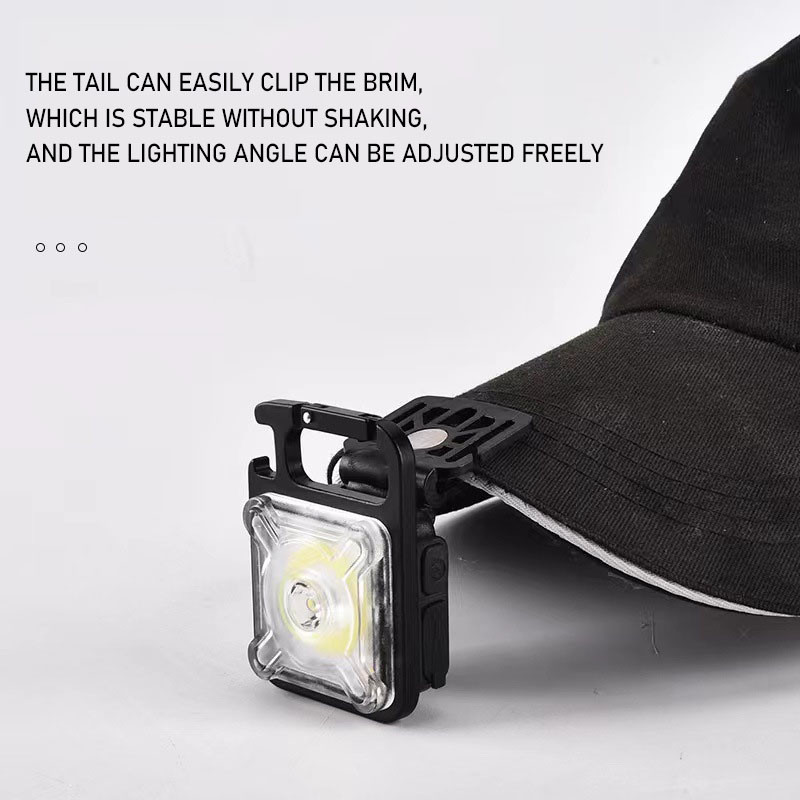 Lampă multifuncțională COB Cap Clip Lumină Mini lampă breloc Lampă de lucru de urgență Cort de camping Lanternă 12 moduri Magnet