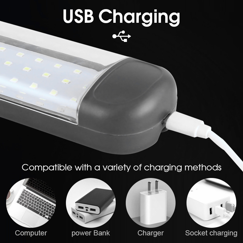 LED darba gaisma Jaudīgs kempinga laternas prožektors, USB uzlādējama darba lampa ar magnēta āķi, ūdensnecaurlaidīgi remonta lukturi, 3 režīmi