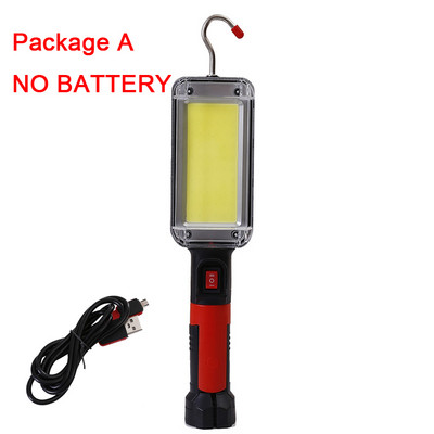 D2 LED pracovné svetlo výkonné prenosné lampáš s háčikom magnet kempingová lampa COB USB nabíjateľná baterka 18650 pracovná baterka vodotesná