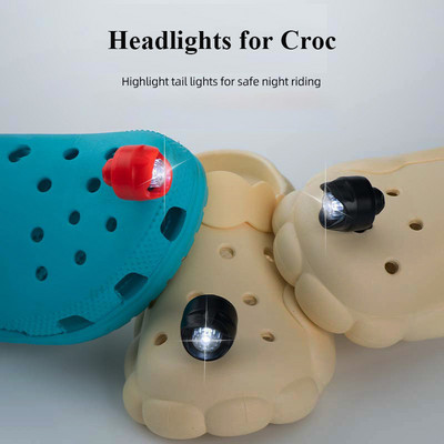 2db fényszórók Croc könnyű vízálló cipőkhöz Fényvarázslatok 72 órán keresztül világítanak a sötétben, kutyasétáltatáshoz, praktikus kempingezéshez