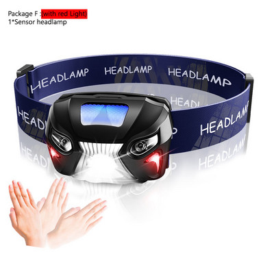 Lanternă puternică, reîncărcabilă prin USB, far cu LED-uri, cu senzor de mișcare, pentru cap, lanternă încorporată cu litiu, lampă pentru lanternă