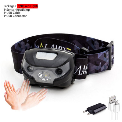 Lanternă puternică, reîncărcabilă prin USB, far cu LED-uri, cu senzor de mișcare, pentru cap, lanternă încorporată cu litiu, lampă pentru lanternă