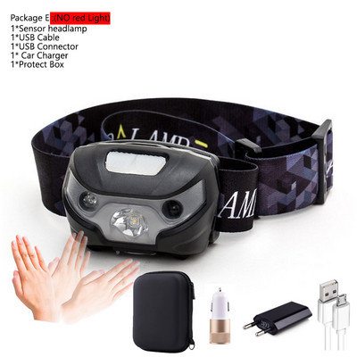 Lanternă puternică, reîncărcabilă prin USB, far cu LED-uri, cu senzor de mișcare, pentru cap, lanternă încorporată cu litiu, lampă pentru lanternă