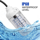 12V 15W Pescuit subacvatic Atrage Lumină Lampă LED Sistem de găsire a peștilor Lumină cu cablu de alimentare de 30 ft și clemă pentru baterie