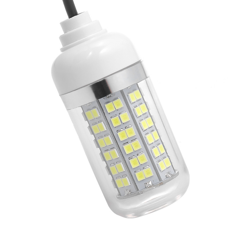 12V 15W Pescuit subacvatic Atrage Lumină Lampă LED Sistem de găsire a peștilor Lumină cu cablu de alimentare de 30 ft și clemă pentru baterie