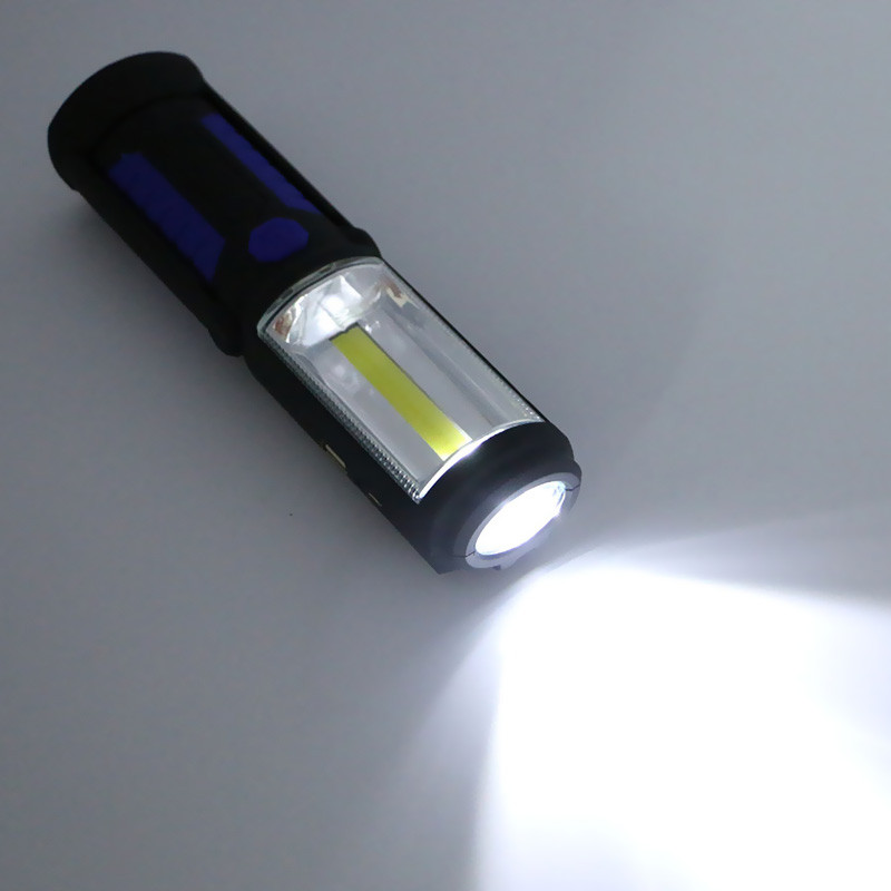 Lanternă portabilă, reîncărcabilă prin USB, COB, lanternă, lanternă, lanternă, lumină de lucru, lampă de camping cu cârlig magnetic pentru baterie încorporată