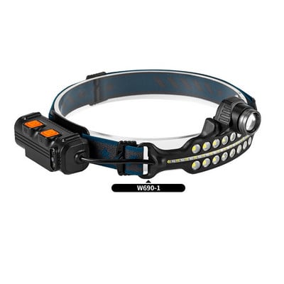 Faruri cu inducție XPG+COB, tip C, reîncărcabile, pentru exterior, faruri cu LED-uri strălucitoare, faruri pentru pescuit, faruri cu LED, livrare picătură