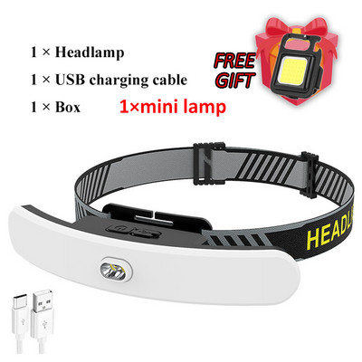 Jauns USB uzlādējams priekšējais lielais prožektors, daudzfunkcionāls priekšējais lukturis, kas piestiprināts pie galvas spēcīgas gaismas makšķerēšanas gaisma kempingiem