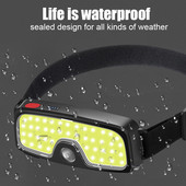 Új stílusú fejlámpa COB LED USB újratölthető vízálló hordozható zseblámpa kültéri kemping horgászat túrázás éjszakai fény