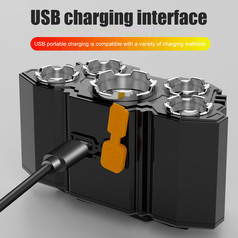 Faruri cu 5 LED-uri Lumină puternică, super-luminoasă, reîncărcabilă prin USB, pentru cap de pescuit, lanternă montată pe cap, far cu baterie încorporată