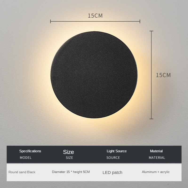 Aplică de perete cu LED-uri de exterior, impermeabilă, modernă, pentru balcon, aplice exterioară, scari, sufragerie, baie, coridor, iluminat exterior