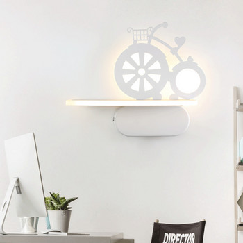 Απλό σφυρήλατο λευκό LED φωτιστικό τοίχου Metal+PMMA Bear Bike Σχήμα αεροπλάνου Διακόσμηση κρεβατοκάμαρας για παιδιά Φωτιστικά
