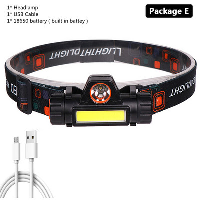 Legfényesebb LED XP-G Q5 1804 érzékelős fejlámpa Camping fejlámpa 1* 18650 újratölthető akkumulátoros COB izzók lítium-ion 10w