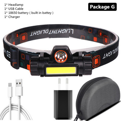 Legfényesebb LED XP-G Q5 1804 érzékelős fejlámpa Camping fejlámpa 1* 18650 újratölthető akkumulátoros COB izzók lítium-ion 10w