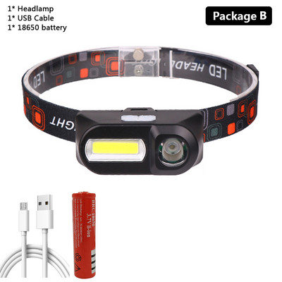 Legfényesebb LED XP-G Q5 1804 érzékelős fejlámpa Camping fejlámpa 1* 18650 újratölthető akkumulátoros COB izzók lítium-ion 10w