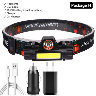 Legfényesebb LED XP-G Q5 1804 érzékelős fejlámpa Camping fejlámpa 1* 18650 újratölthető akkumulátoros COB izzók lítium-ion 10w