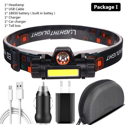 Legfényesebb LED XP-G Q5 1804 érzékelős fejlámpa Camping fejlámpa 1* 18650 újratölthető akkumulátoros COB izzók lítium-ion 10w