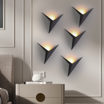 Μοντέρνο μινιμαλιστικό τριγωνικό σχήμα LED φωτιστικά τοίχου σκανδιναβικού στυλ Φωτιστικά τοίχου εσωτερικού χώρου Φώτα σαλονιού 3W AC85-265V Απλός φωτισμός
