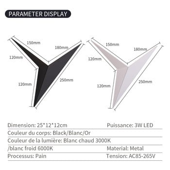 Модерни минималистични LED стенни лампи с триъгълна форма Скандинавски стил Вътрешни стенни лампи Осветителни тела за всекидневна 3W AC85-265V Обикновено осветление