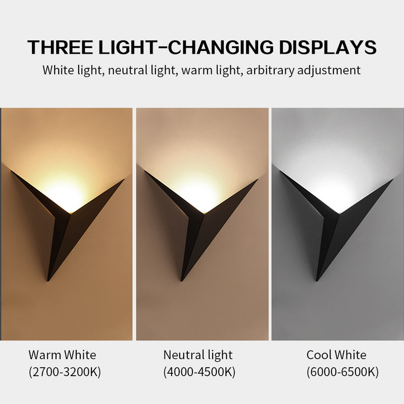Modernas minimālisma trīsstūra formas LED sienas lampas Ziemeļvalstu stila iekštelpu sienas lampas Dzīvojamās istabas apgaismojums 3W AC85-265V Vienkāršs apgaismojums