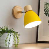 Lampă de perete nordică din lemn masiv pentru dormitor, modernă, minimalistă, macaron, lampă de perete cu LED, aplice pentru sufragerie, corpuri de iluminat pentru interior, decor
