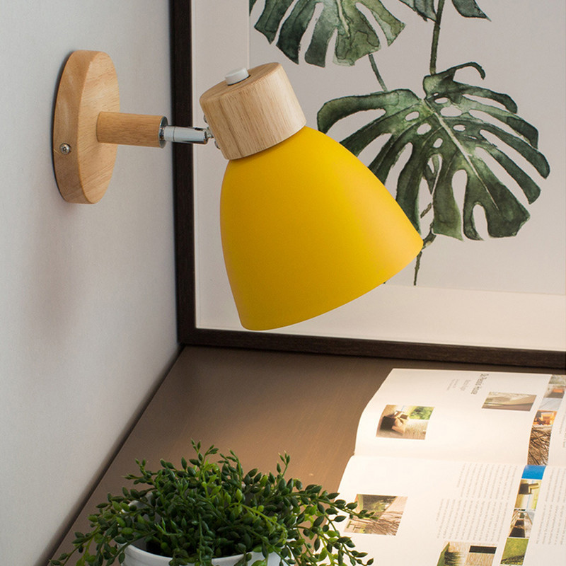 Lampă de perete nordică din lemn masiv pentru dormitor, modernă, minimalistă, macaron, lampă de perete cu LED, aplice pentru sufragerie, corpuri de iluminat pentru interior, decor