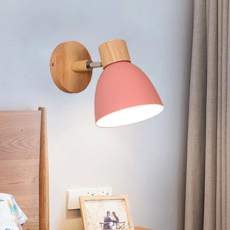 Lampă de perete nordică din lemn masiv pentru dormitor, modernă, minimalistă, macaron, lampă de perete cu LED, aplice pentru sufragerie, corpuri de iluminat pentru interior, decor