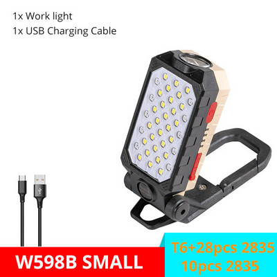 Prenosná lampa 8000LM LED pracovné svetlo s háčikom a magnetom na kempingové svietidlo COB USB nabíjateľná baterka 18650 vodotesná baterka