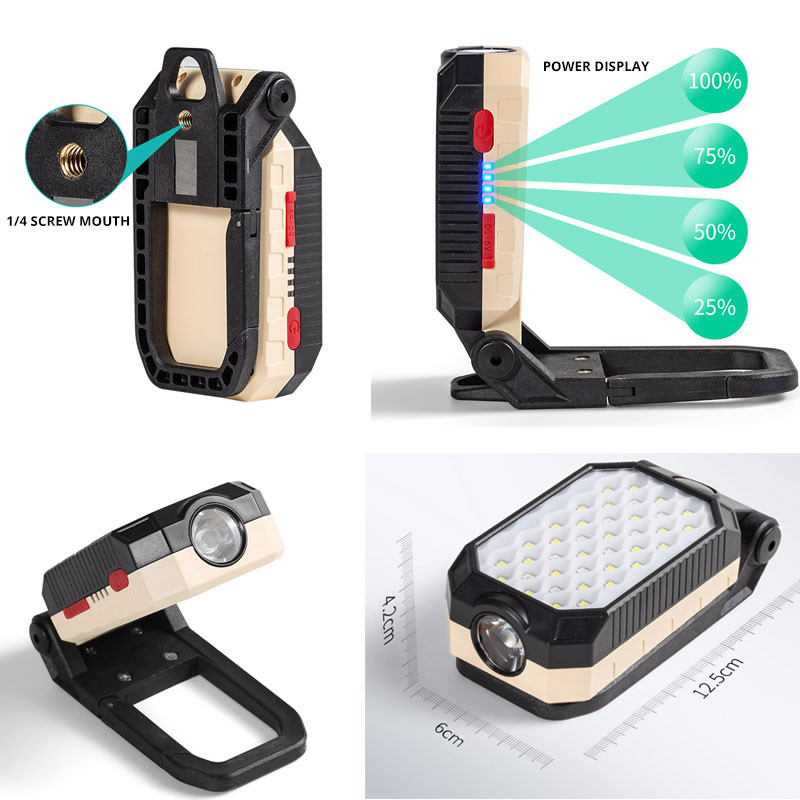 Prenosná lampa 8000LM LED pracovné svetlo s háčikom a magnetom na kempingové svietidlo COB USB nabíjateľná baterka 18650 vodotesná baterka