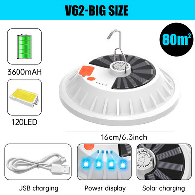 Matkalaterna kaasaskantav valgus päikeseenergia matkavalgusti telklaterna LED-avarii laetav päikeseenergiapank kaasaskantava valgustuse jaoks