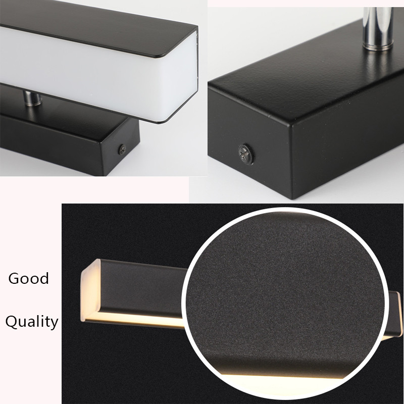 Lampă de noptieră cu LED 7W AC85-265V Lampă de perete creație modernă din acril, bar rotativ 360 de noapte, lampă de coridor alb negru