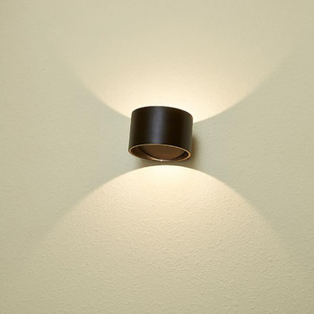 LED осветителни тела за стенни аплици 7W топла 3000K кръгла стенна лампа нагоре и надолу за входа на нощното шкафче в хола, алуминий
