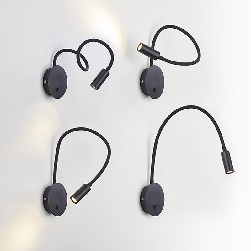 Jaunas 3 W Led sienas lampas, kas ir īpaši piemērotas gultas lasīšanai, viegli uzstādāmas sienas lampas ar slēdzi Sienas lampas iekšējais apgaismojums