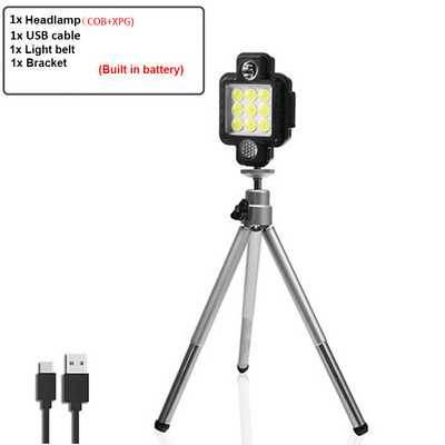 Daudzfunkcionāls COB priekšējais lukturis 5 modeļa mini pārnēsājams lukturītis ar iebūvētu akumulatoru LED priekšējais lukturis kempinga makšķerēšanas priekšējie lukturi.