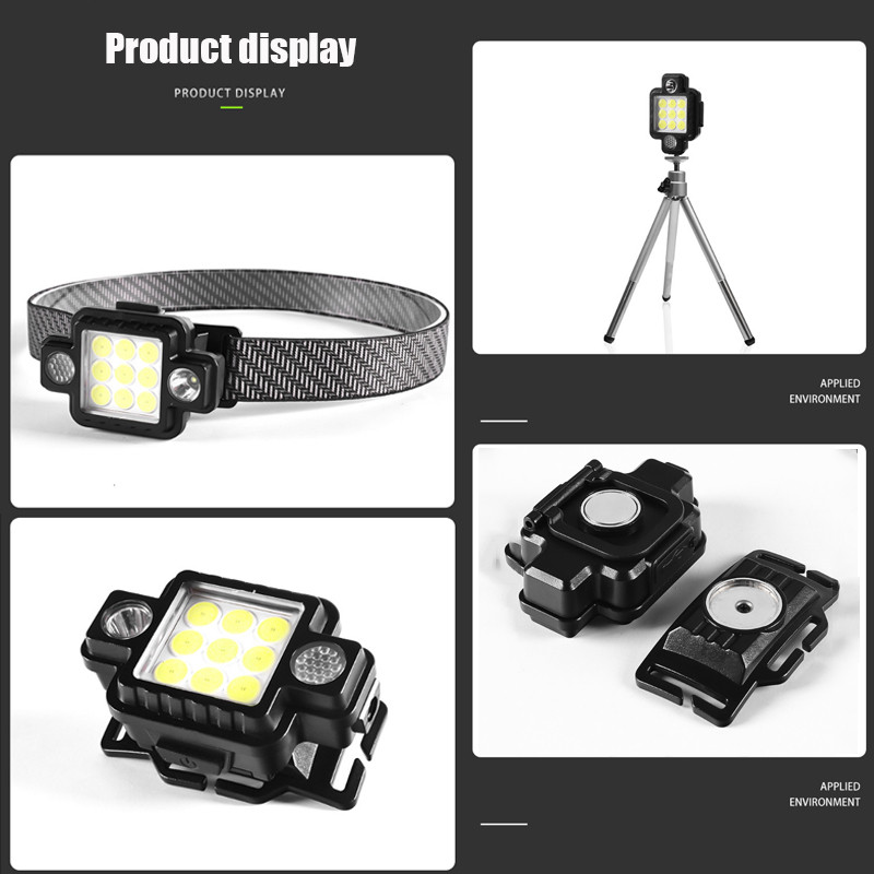 Daudzfunkcionāls COB priekšējais lukturis 5 modeļa mini pārnēsājams lukturītis ar iebūvētu akumulatoru LED priekšējais lukturis kempinga makšķerēšanas priekšējie lukturi.