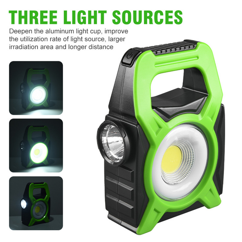 Solar LED kemping zseblámpa COB munkalámpákkal USB újratölthető kézi keresőlámpa Power Bank hordozható napelemes lámpák