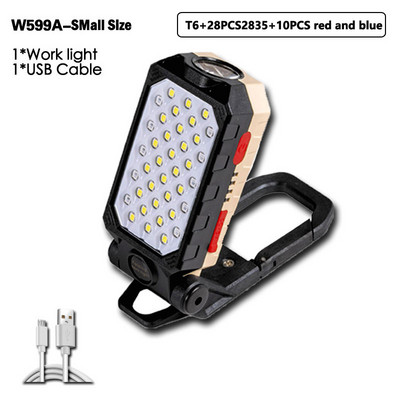 Lanternă de lucru COB reîncărcabilă prin USB Lanternă LED portabilă, reglabilă, rezistentă la apă, design cu magnet cu afișaj de putere