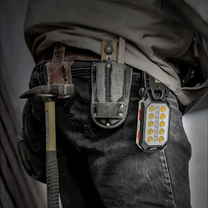 Lanternă de lucru COB reîncărcabilă prin USB Lanternă LED portabilă, reglabilă, rezistentă la apă, design cu magnet cu afișaj de putere