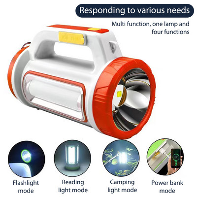 Lanternă solară portabilă, lanternă cu LED de mare putere, proiector reîncărcabil prin USB Power Bank, lumină de lucru cu led, cort, lanternă de camping