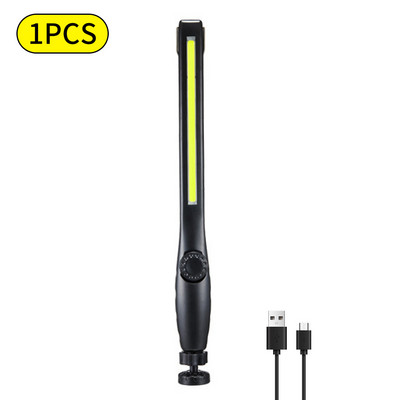 Új hordozható COB LED zseblámpa USB újratölthető munkalámpa, szabályozható spotlámpa függőlámpa beépített elemes kempinglámpával