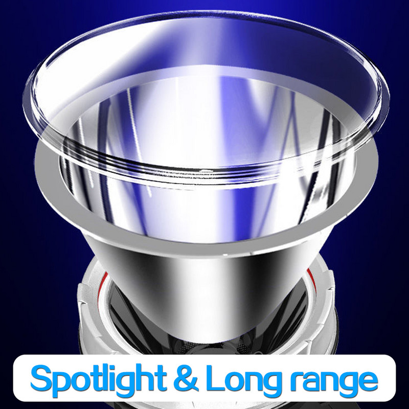 Itin ryškus LED prožektorius 2 režimų USB įkrovimas vandeniui atsparus žibintuvėlis ilgo nuotolio prožektorius lauke, medžioklėje, žvejyboje