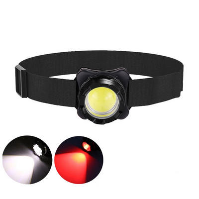 Jaudīgs priekšējais lukturis USB uzlādējams priekšējais lukturis COB LED priekšējais lukturis ar iebūvētu akumulatoru, ūdensnecaurlaidīgs galvas lukturis, balts sarkans apgaismojums