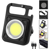 Mini LED darbinis žibintas nešiojamas kišeninis žibintuvėlis USB įkraunamas raktas šviesos žibintas stovyklavimas lauke žygiams COB žibintas