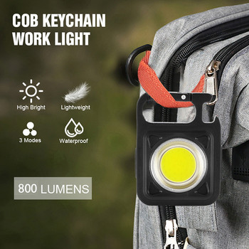 Μίνι LED Φωτιστικό Εργασίας Φορητός φακός τσέπης Επαναφορτιζόμενο USB Φανάρι με κλειδί Camping Outside Hiking COB Lantern